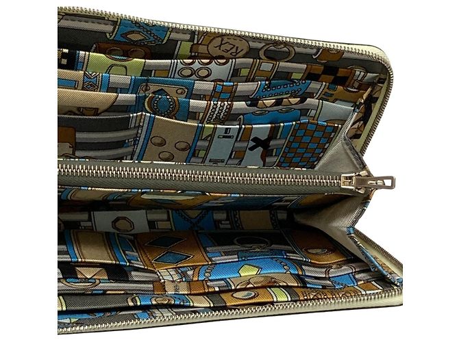 Cartera larga de cuero Epsom Azap con seda Hermès Amarillo - vista 9