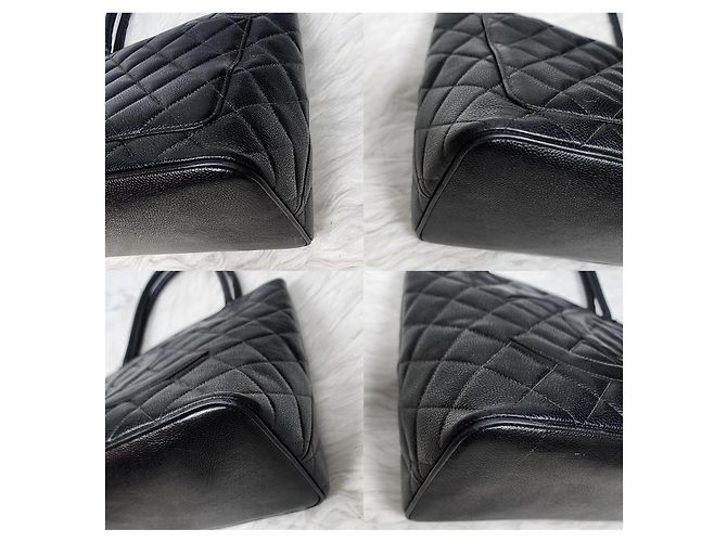 Chanel Handtasche aus Kaviarleder mit Medaillon Schwarz - Ansicht 15