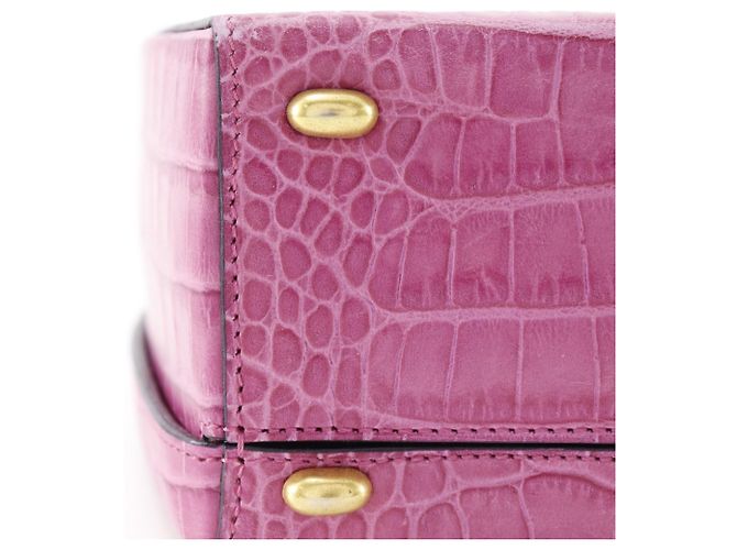 Céline Borsa a mano in pelle goffrata rosa Celine - vista 15