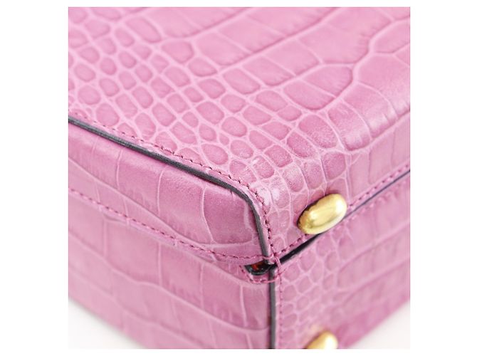 Céline Borsa a mano in pelle goffrata rosa Celine - vista 4
