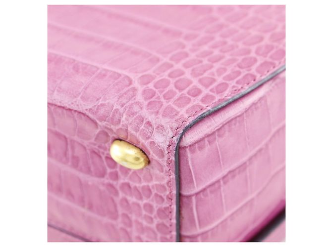 Céline Borsa a mano in pelle goffrata rosa Celine - vista 7