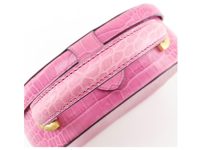 Céline Borsa a mano in pelle goffrata rosa Celine - vista 8