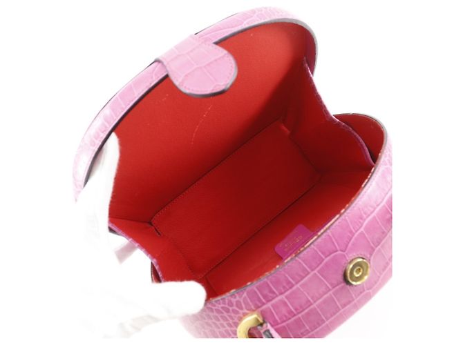 Céline Borsa a mano in pelle goffrata rosa Celine - vista 9