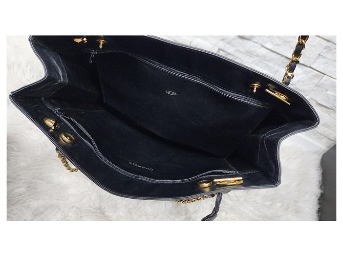 Timeless Vintage schwarze Leder Tote von Chanel - Ansicht 10