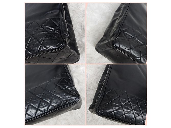 Timeless Vintage schwarze Leder Tote von Chanel - Ansicht 15