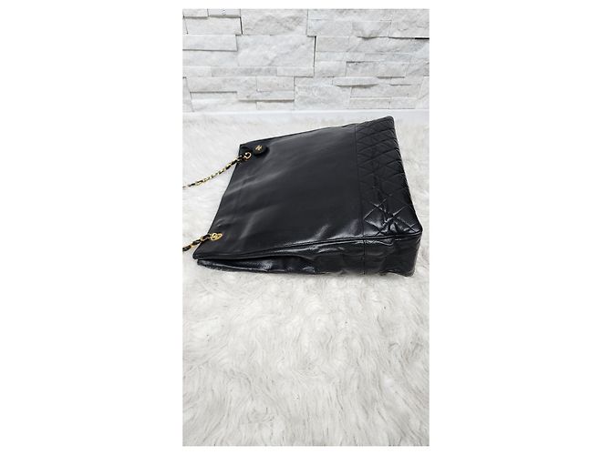 Timeless Vintage schwarze Leder Tote von Chanel - Ansicht 5