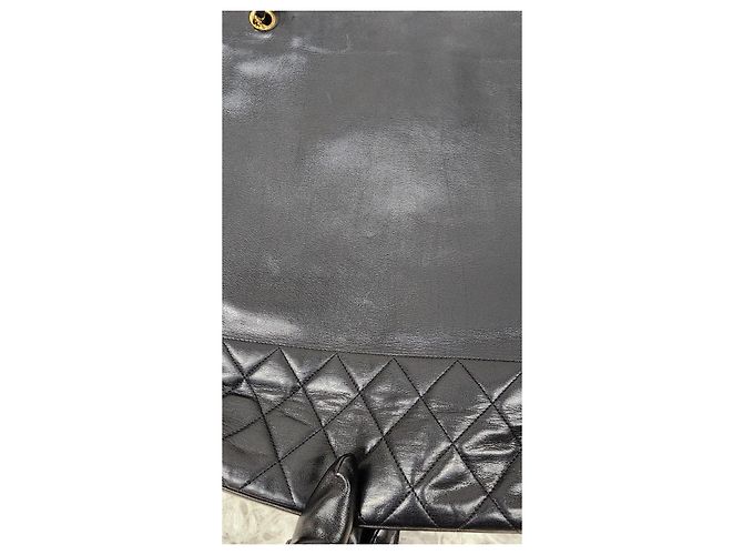 Timeless Vintage schwarze Leder Tote von Chanel - Ansicht 7