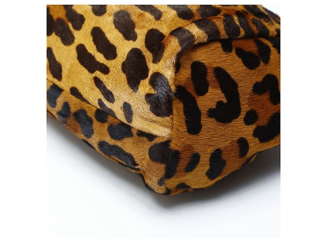 Borsa a mano in pelle di pony con stampa leopardata marrone Prada - vista 6