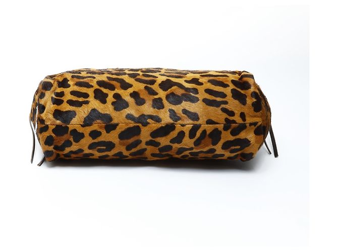 Borsa a mano in pelle di pony con stampa leopardata marrone Prada - vista 7