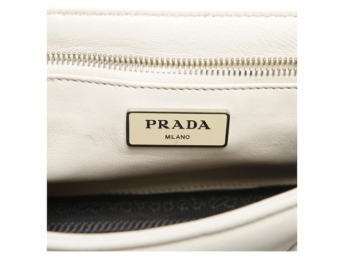 Borsa a Spalla in Pelle Nappa Prada Bianco - vista 10