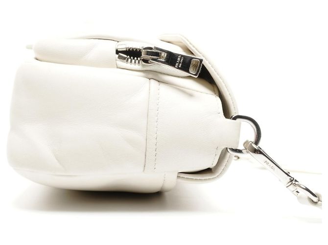 Borsa a Spalla in Pelle Nappa Prada Bianco - vista 4