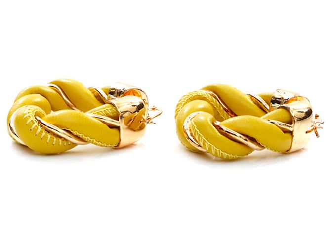 Brincos de triângulo em couro e prata 925 dourada Bottega Veneta - vista 4