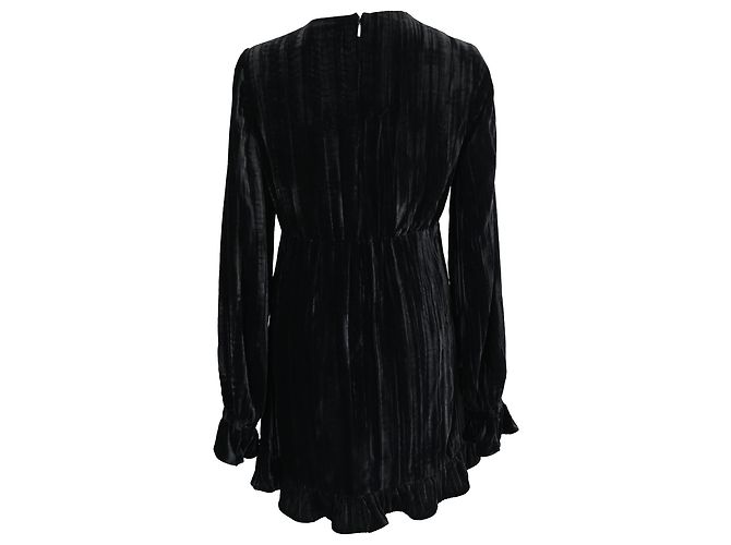 Abito Mini a V in Velluto Nero di Saint Laurent - vista 3
