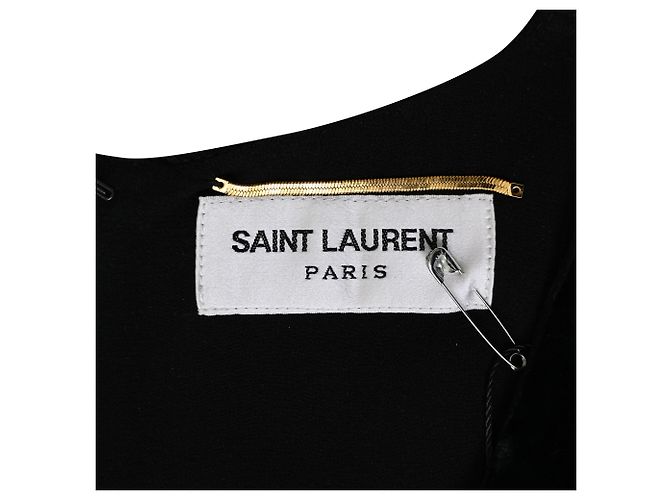 Abito Mini a V in Velluto Nero di Saint Laurent - vista 4