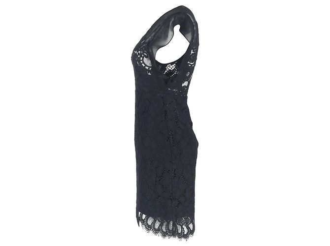 Sandro Ornella Schwarzes Spitzenkleid aus schwarzer Viskose - Ansicht 2