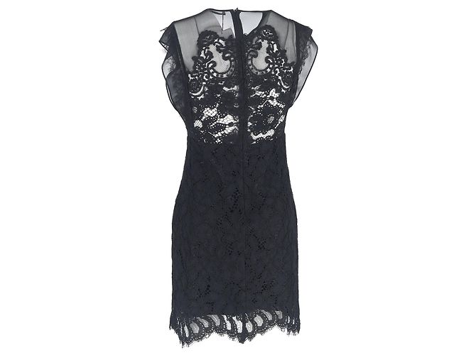 Sandro Ornella Schwarzes Spitzenkleid aus schwarzer Viskose - Ansicht 3