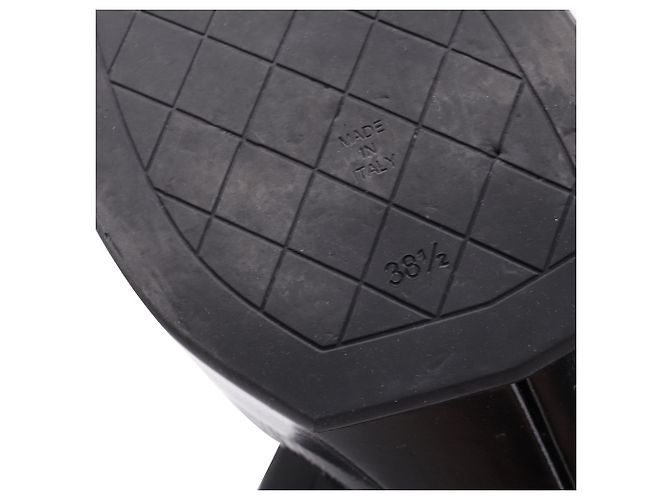 Chanel CC Ankle Strap Platform Sandals in Black Patent Leather - view 8
