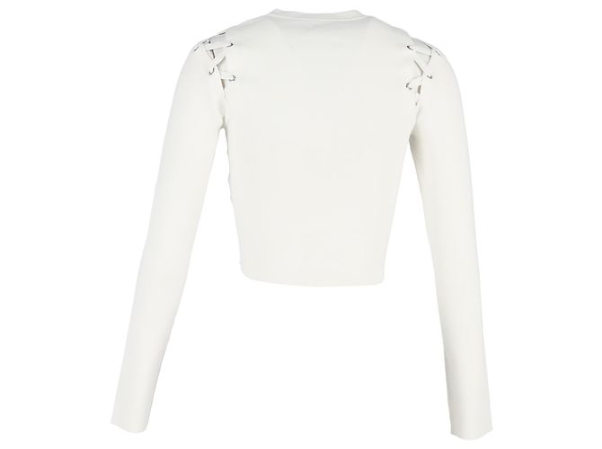 Langarm-Cropped-Top aus weißer Viskose mit Schnürung an den Schultern von Proenza Schouler - Ansicht 3