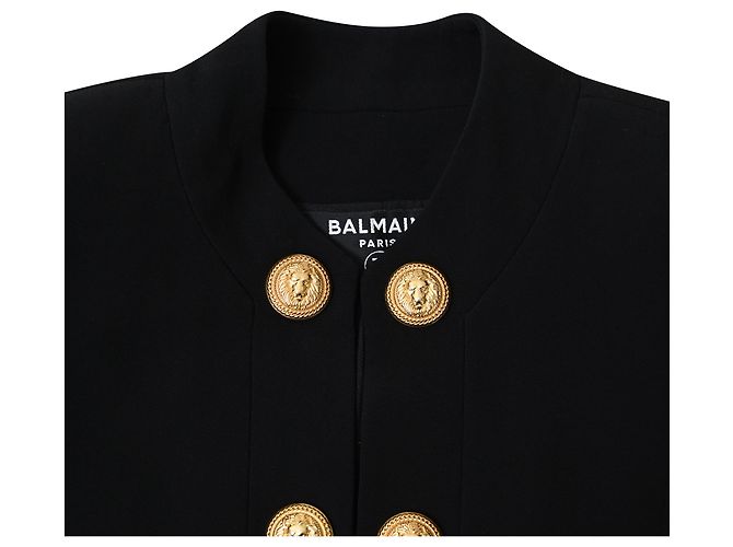 Balmain Button-Embellished Open Front Blazer in Black Viscose - view 5