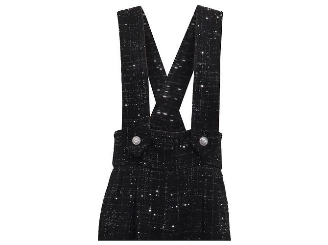Maje Mono ancho de tweed adornado en algodón negro - vista 2