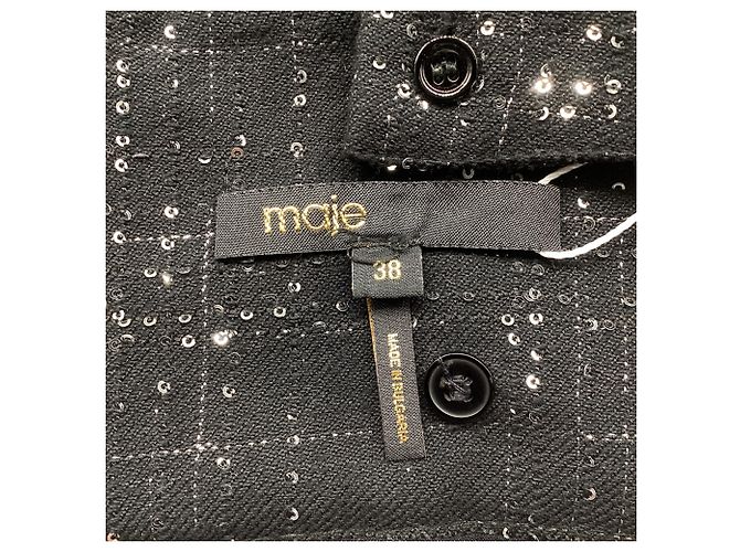Maje Mono ancho de tweed adornado en algodón negro - vista 7