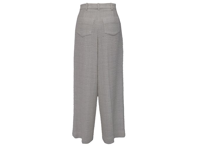 Calças largas de tweed em algodão branco Maje Cru - vista 3