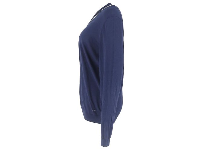 Hugo Boss Suéter de cuello en V de algodón azul marino Boss - vista 2