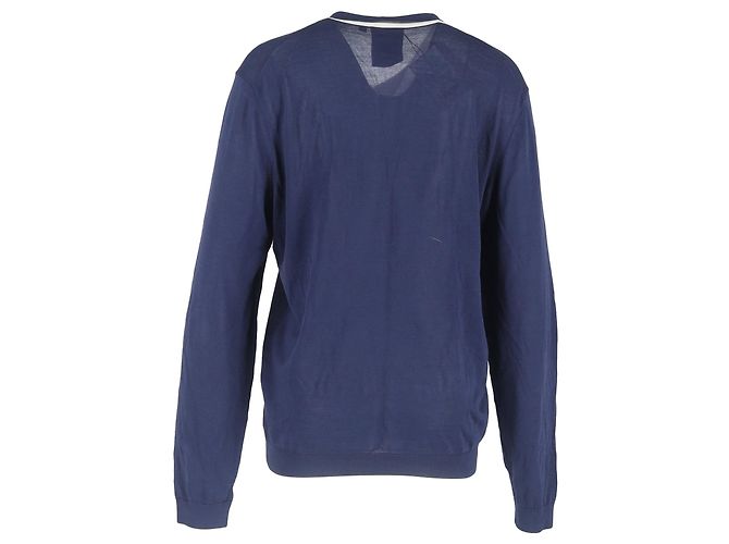 Hugo Boss Suéter de cuello en V de algodón azul marino Boss - vista 3