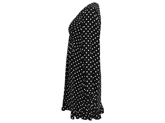 Abito mini a pois in viscosa nera Saint Laurent Nero - vista 2