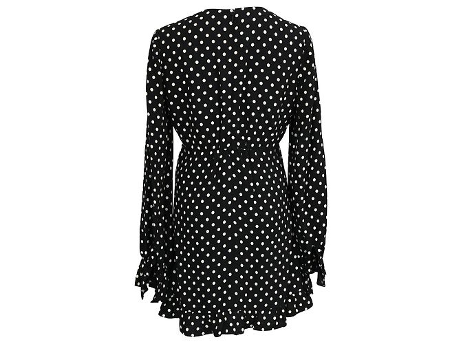 Abito mini a pois in viscosa nera Saint Laurent Nero - vista 3