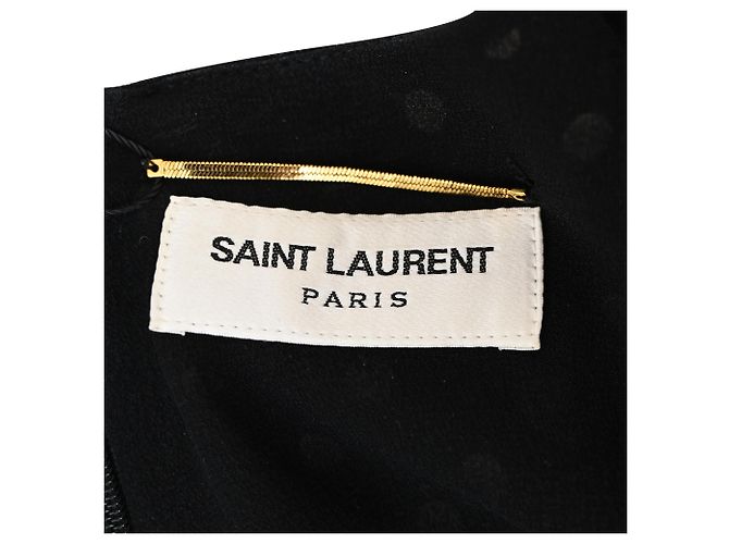Abito mini a pois in viscosa nera Saint Laurent Nero - vista 4