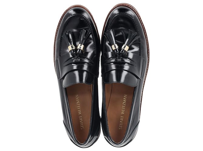 Manila Quasten-Loafers von Stuart Weitzman aus schwarzem Lackleder - Ansicht 2