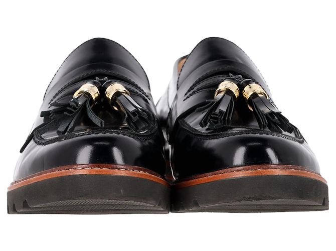 Manila Quasten-Loafers von Stuart Weitzman aus schwarzem Lackleder - Ansicht 3