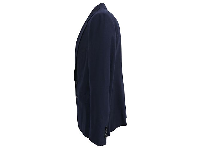 Céline Celine Single-Breasted Blazer in Navy Blue Wool - view 2