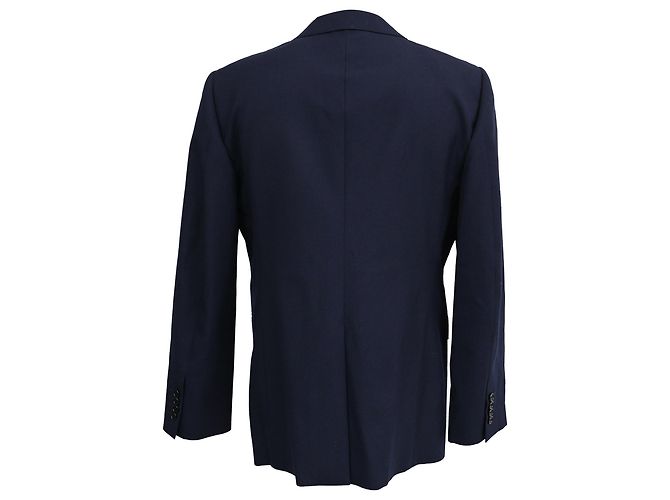 Céline Celine Single-Breasted Blazer in Navy Blue Wool - view 3