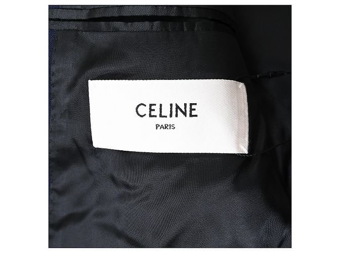 Céline Celine Single-Breasted Blazer in Navy Blue Wool - view 4