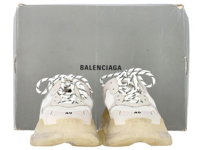 Everyday Baskets Balenciaga Triple S à semelle transparente en polyester blanc - vue 2