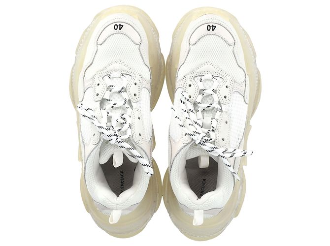 Everyday Baskets Balenciaga Triple S à semelle transparente en polyester blanc - vue 4