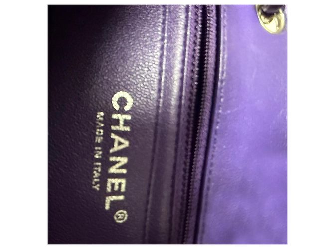 Timeless Borsa a spalla Chanel Mini Classic Square in pelle di agnello viola Porpora - vista 5