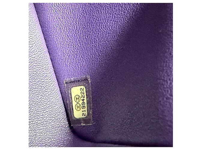 Timeless Borsa a spalla Chanel Mini Classic Square in pelle di agnello viola Porpora - vista 7
