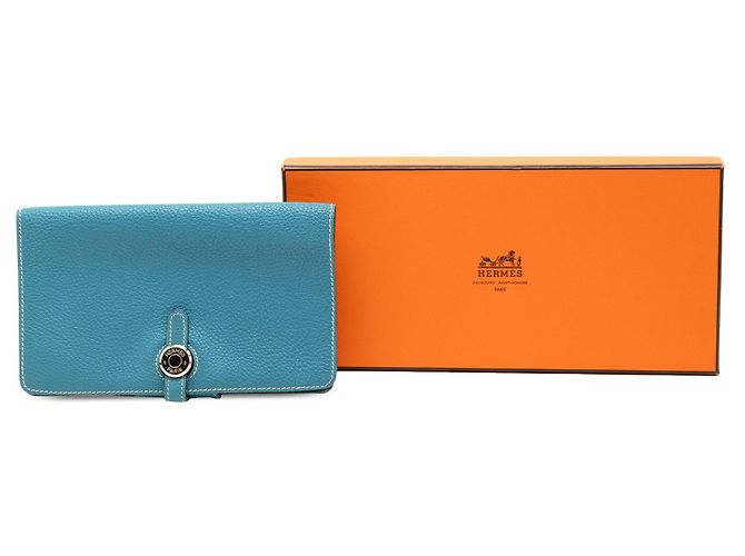 Hermès Togo Dogon Lange Brieftasche Blau - Ansicht 10