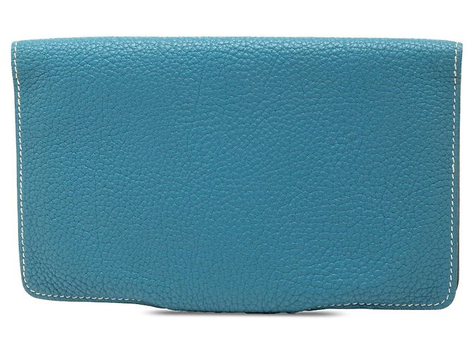Hermès Togo Dogon Lange Brieftasche Blau - Ansicht 2
