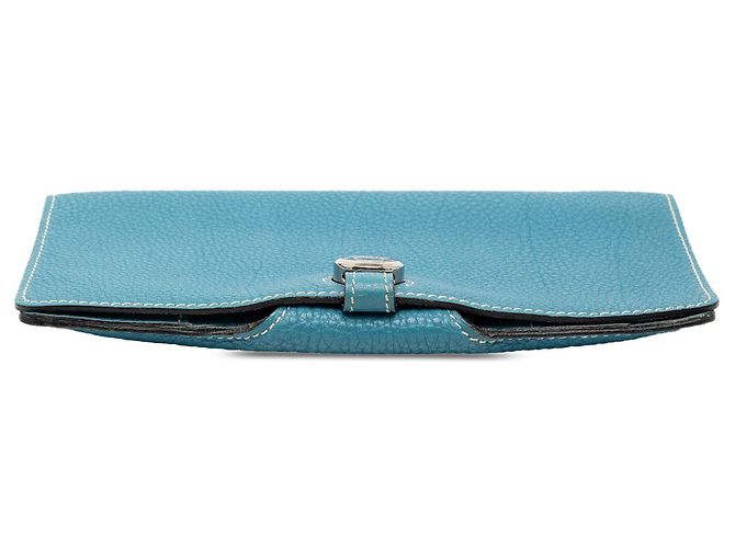 Hermès Togo Dogon Lange Brieftasche Blau - Ansicht 3
