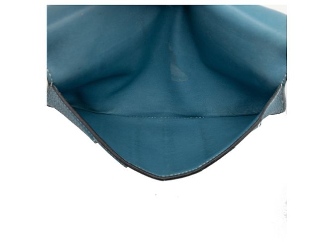 Hermès Togo Dogon Lange Brieftasche Blau - Ansicht 4