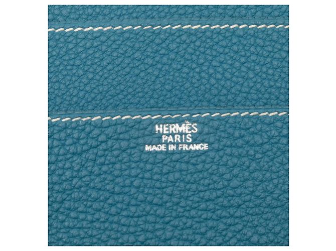 Hermès Togo Dogon Lange Brieftasche Blau - Ansicht 5