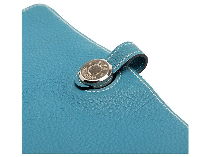 Hermès Togo Dogon Lange Brieftasche Blau - Ansicht 7
