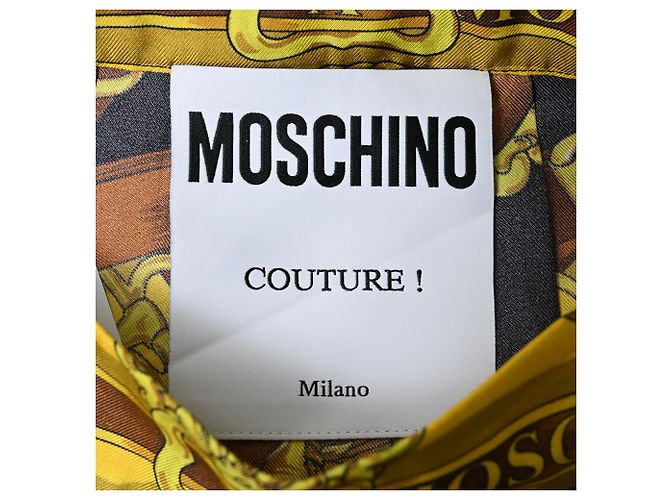 Falda mini plisada en poliéster dorado con estampado barroco Moschino Couture - vista 4
