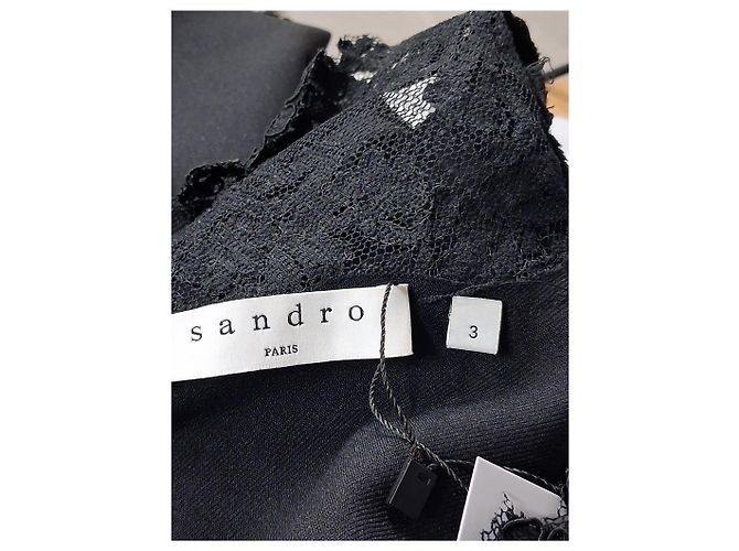 Sandro Spitzen-Minikleid aus schwarzem Polyester - Ansicht 4