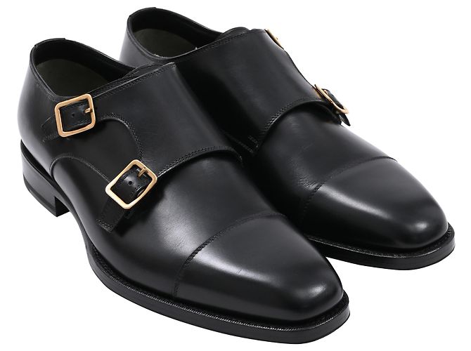 Sapatos de dupla fivela Claydon da Tom Ford em couro preto - vista 4