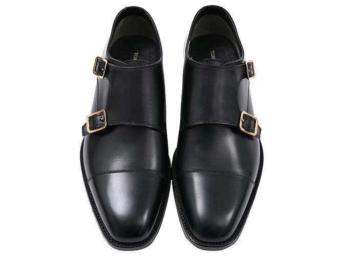 Sapatos de dupla fivela Claydon da Tom Ford em couro preto - vista 5